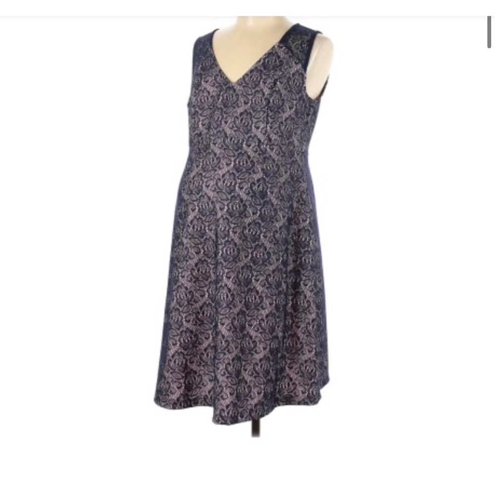 Motherhood Navy Floral Lace Maternity Dress Medium